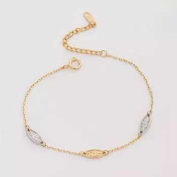 Двухцветный легкий роскошный нишевый изысканный резной браслет из листьев галло S925 серебряные украшения для женщин 18CM