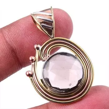 Двухцветный подарочный кулон из натурального дымчатого кварца 925 пробы из чистого серебра 1,50 дюйма d6V57