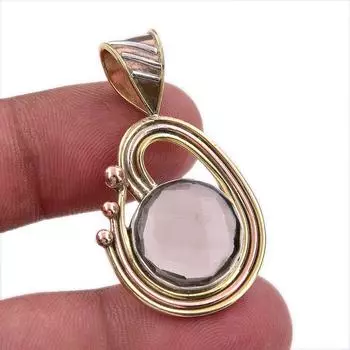 Двухцветный подарочный кулон из натурального дымчатого кварца 925 пробы из чистого серебра 1,50 дюйма L4C72