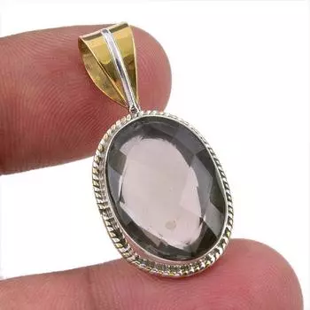 Двухцветный подарочный кулон из натурального дымчатого кварца 925 пробы из чистого серебра 1,50 дюйма Z6Z95