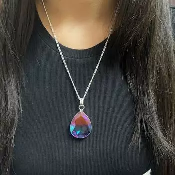 Двухцветный серебряный кулон с турмалином и серебряной цепочкой, кулон ручной работы