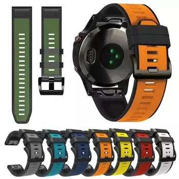 Двухцветный силиконовый ремешок для Garmin Fenix 6 6X Pro/Fenix 3 5 5X быстросъемный удобный ремешок для часов Garmin Forerunner 945 935