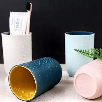 Двухцветный стаканчик для ополаскивателя полости рта, простой стаканчик для чистки зубов, пластиковый стаканчик для чистки зубов темно-синий