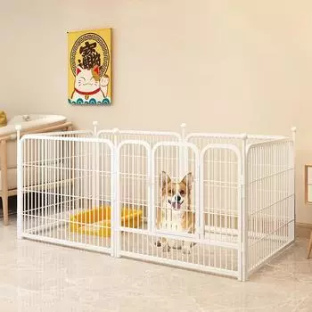 Двухцветный столбовой забор для домашних животных с высоким порогом, забор для собак, клетка для собак, изоляционная дверь для маленьких и средних собак, забор для будки белый