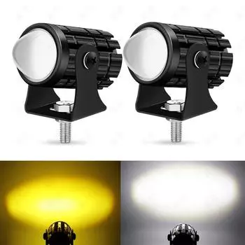 Двухцветный светодиодный фонарь для мотоцикла, рабочий прожектор, внедорожный автомобиль, лодка, грузовик, внедорожник, противотуманная фара, белый, желтый