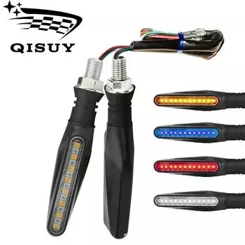 Двухцветный светодиодный указатель поворота для мотоцикла с дневными ходовыми огнями - универсальный 12 В