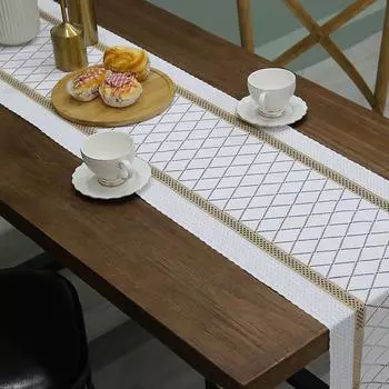 Двухцветный тканый американский хлопковый и льняной флаг для стола, сращивание натурального материала, коврик для стола, праздничное декоративное покрывало, полотенце 30*120