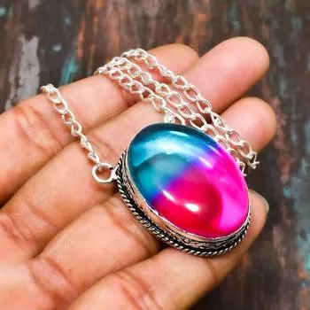 Двухцветный турмалин, драгоценный камень, ювелирное ожерелье ручной работы из стерлингового серебра 925 пробы на День Благодарения 18 Inches розовый