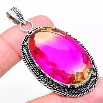 Двухцветный турмалин, ювелирный кулон из стерлингового серебра 925 пробы, 2,60 дюйма, K3b42