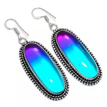 Двухцветный турмалиновый драгоценный камень 925 пробы серебряные ювелирные изделия подарочные серьги 2.44 Q0m70