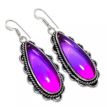 Двухцветный турмалиновый драгоценный камень 925 пробы серебряные ювелирные изделия подарочные серьги 2.44 H6N17