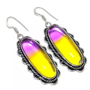 Двухцветный турмалиновый драгоценный камень 925 пробы серебряные ювелирные изделия подарочные серьги 2.44 p8V08