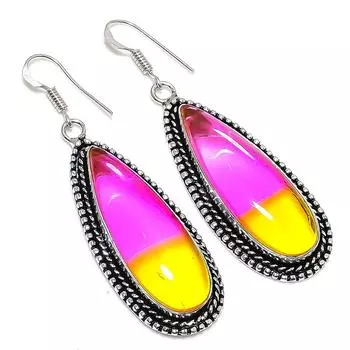 Двухцветный турмалиновый драгоценный камень 925 пробы серебряные ювелирные изделия подарочные серьги 2.44 V1S84