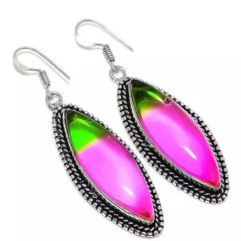 Двухцветный турмалиновый драгоценный камень 925 пробы серебряные ювелирные изделия подарочные серьги 2.44 u2D62