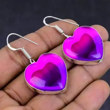 Двухцветный турмалиновый драгоценный камень 925 пробы стерлингового серебра подарочные ювелирные серьги 1.81 R1a40