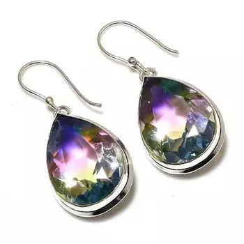 Двухцветный турмалиновый драгоценный камень 925 стерлингового серебра подарочные ювелирные серьги 1.77 P1G31