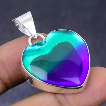 Двухцветный турмалиновый драгоценный камень, кулон из стерлингового серебра 925 пробы 1,58 дюйма A0i00