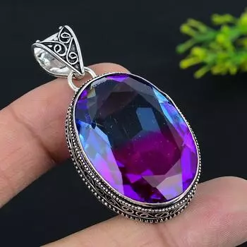 Двухцветный турмалиновый драгоценный камень, кулон из стерлингового серебра 925 пробы, 2,17 дюйма, p0C06