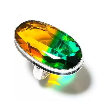 Двухцветный турмалиновый драгоценный камень подарочное кольцо ручной работы из стерлингового серебра 925 пробы размер 9 H0F94