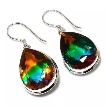 Двухцветный турмалиновый драгоценный камень подарочные ювелирные серьги из стерлингового серебра 925 пробы 1,69 дюйма d3W98