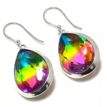 Двухцветный турмалиновый драгоценный камень подарочные ювелирные серьги из стерлингового серебра 925 пробы 1,77 дюйма m4U35