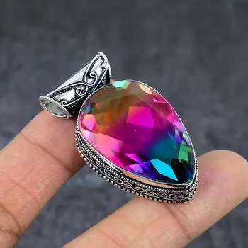 Двухцветный турмалиновый драгоценный камень подарочный кулон из стерлингового серебра 925 пробы 1,89 j0m73