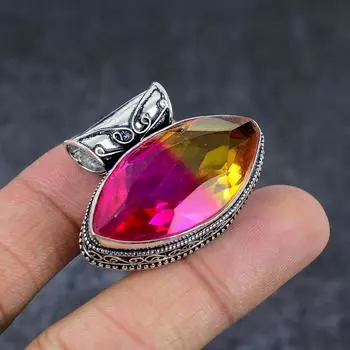 Двухцветный турмалиновый драгоценный камень подарочный кулон из стерлингового серебра 925 пробы 1,26 дюйма E1b26