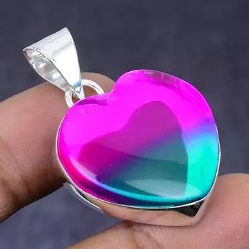 Двухцветный турмалиновый драгоценный камень, серебряная подвеска 925 пробы 1,58 дюйма V6S49