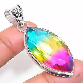 Двухцветный турмалиновый кулон ручной работы из стерлингового серебра 925 пробы 2,17 дюйма t4q19