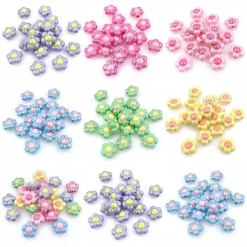 Двухцветный УФ-покрытый цветок акриловый бисерный материал 10 шт. бусины модный браслет ожерелье своими руками 16 мм ювелирные аксессуары ослепляют 10pcs about 16mm зелёный