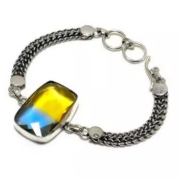 Двухцветный ювелирный браслет с турмалином 925 пробы, посеребренный, 6–8 дюймов