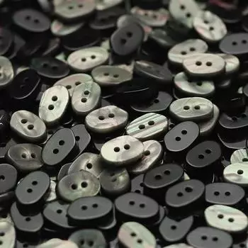 Двухглазая пуговица особой формы из искусственной ракушки из смолы для рубашки, свитера, женской вязаной кардиганной пуговицы 1 #[12x8mm W3296 two-eye elliptical shell black]