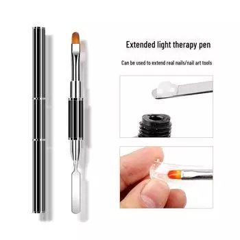 Двухголовая металлическая ручка для нейл-арта, предназначенная для корректировки цвета и тиснения, идеально подходит для профессиональных маникюрных салонов. round-head light therapy pen чёрный