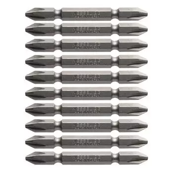 Двухголовочная бита VESSEL с магнитом для пневматической электрической отвертки x 65 мм, набор из 10 штук, твердость ZP +2 (Стандартная твердость) М-А14