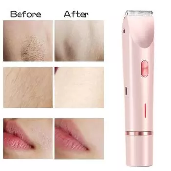 Двухголовочная женская электробритва с USB-перезаряжаемым водонепроницаемым портативным устройством для путешествий, для удаления волос на лице, теле, в зоне бикини, на руках и ногах, бритвой-эпилятором, триммером розовый