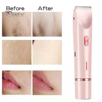 Двухголовочная женская электробритва с USB-перезаряжаемым водонепроницаемым портативным устройством для путешествий, для удаления волос на лице, теле, в зоне бикини, на руках и ногах, бритвой-эпилятором, триммером розовый