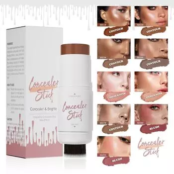 Двухголовочные многофункциональные румяна-карандаш для фиксации лица с высоким блеском, трехмерное осветление лица M01#Contour