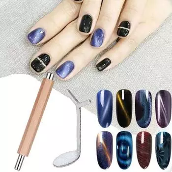 Двухголовочный магнитный стержень Y-образной формы из железной проволоки, набор маникюрных инструментов, простой в использовании, портативный, прочный деревянный цилиндрический магнитный стержень