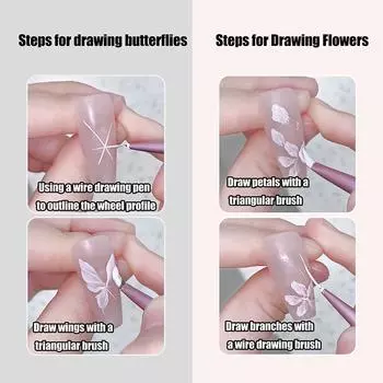 Двухголовые кисти для рисования своими руками для дизайна ногтей с чехлом для ручки, кисть для рисования УФ-гелем, треугольная ручка, маникюрный инструмент белый