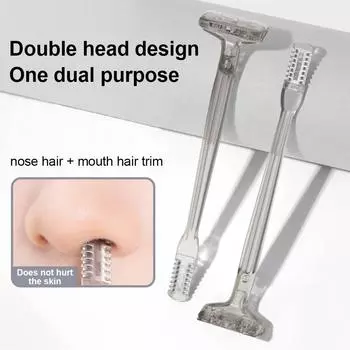 Двухголовый ручной триммер для удаления волос в носу, портативный, удобный инструмент для удаления волос в носу и во рту, инструмент для чистки лица для мужчин и женщин