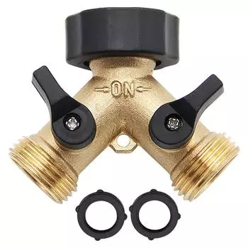 Двухходовой Y-образный разветвитель шланга Распределитель садового шланга Латунный переходник для шлангового крана с 2 клапанами European standard thread