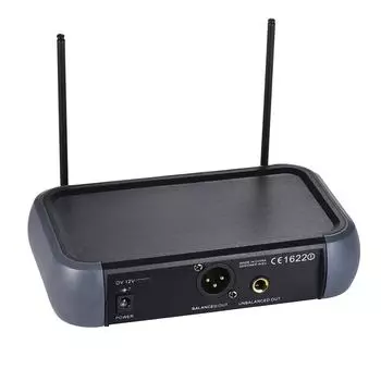 Двухканальная беспроводная ручная микрофонная система Ammoon VHF с функцией эха, 2 микрофона и 1 EU Plug чёрный