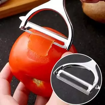 Двухкомпонентный нож для чистки овощей из нержавеющей стали с лезвием из цинкового сплава, многофункциональный нож для чистки овощей и фруктов, бытовые кухонные инструменты Y flat P serrated чёрный