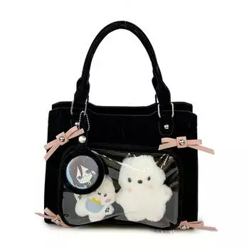 Двухмерная прозрачная мягкая сумка через плечо для девочки серый