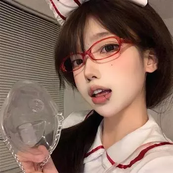 Двухмерные азиатские сестры японские и корейские очки в маленькой оправе женские ретро-очки Y2K Spice Girl Street Shot Plain Face постепенное изменение оправы очков