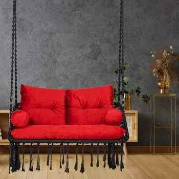 Двухместные качели премиум-класса/2-местные качели для балкона/двухместные качели/качели для взрослых для дома на 2 человека 114 x 45 cm чёрный