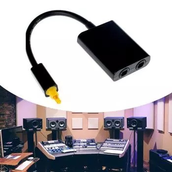 Двухпортовый цифровой оптический звуковой разветвитель Toslink, адаптер, волоконно-оптический звуковой кабель, распределитель 1 вход 2 выхода для телевизора чёрный