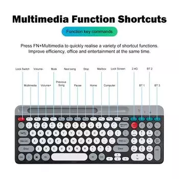 Двухрежимная беспроводная клавиатура и мышь, комбинированная мембранная клавиатура 2,4G BT5.0 BT, 3 канала, возможность подключения C 0 белый