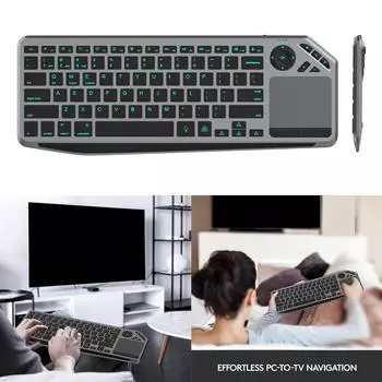 Двухрежимная беспроводная мультимедийная клавиатура с сенсорной мышью, совместимая с Bluetooth 4.0 и беспроводной мини-клавиатурой 2.4G