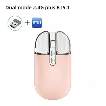 Двухрежимная беспроводная мышь Bluetooth 5.1, 2,4 г, перезаряжаемые бесшумные геймерские мыши, настольная USB-оптическая игровая мышь с одним щелчком мыши розовый